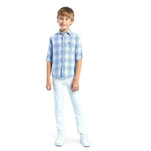 U.S. Polo Assn. Kids Boy'S Blue Checkered Casual Cotton Shirt (Uksht1498_Blue_S)