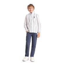 U.S. Polo Assn. Kids Boy'S White Striped Collarless Casual Cotton Shirt