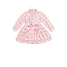 U.S. Polo Assn. Børns Uspa Pige Tøj Rosa Tjekket Langærmet Casual Cotton Kjoler