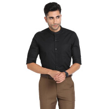 Turtle Men 100% Bomuld Sort Slim Fit Langærmet Skjorte