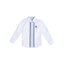 U.S. Polo Assn. Kinderen Jongens Witte Kleurgebloekte Coltrui Lange Mouwen Casual Katoenen Shirt (Uksht1165_Wit_10-11 Jaar)