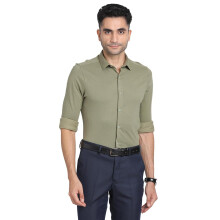 Camisa Formal Slim Fit Verde Oliva com Impressão Turtle Men