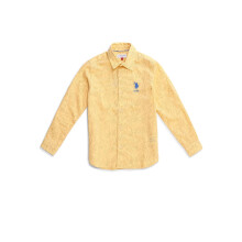 U.S. Polo Assn. Kleding Jongens Wit Gedrukt Colbert Lange Mouwen Casual Katoen Shirt (Uksht1209_ Wit_10-11 Jaar)