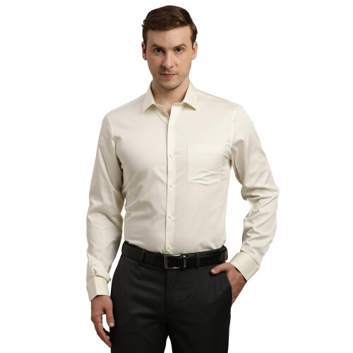 Camisa Formal Slim Fit Creme 100% Algodão Turtle Men