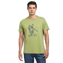 Turtle Men Πλεκτό Slim Fit Πράσινο T-Shirt με Κωδικό Crew Neck