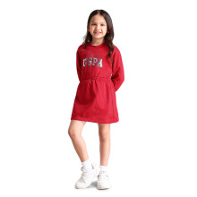 Vestidos de Manga Longa em Algodão U.S. Polo Assn. para Crianças (Ugdrs0379_Vermelho_10-11Y)