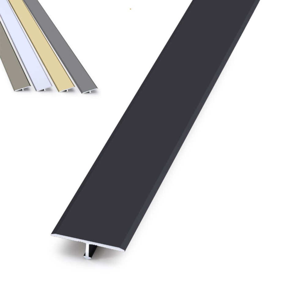 Black Aluminum Floor Transition Strip Tmolding Threshold Trim For Laminate And Vinyl Floors 90Cm 9073542895640
