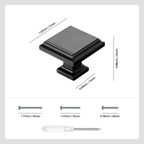 10 Pack Matte Black Cabinet Knobs Set, Square Kitchen Hardware with Easy Installation and Scratch‑Resistant Finish 1