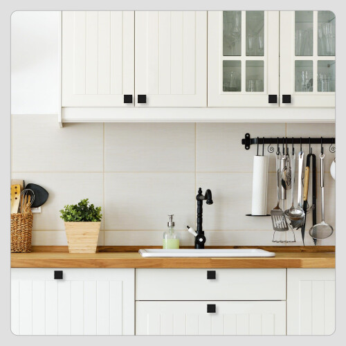 10 Pack Matte Black Cabinet Knobs Set, Square Kitchen Hardware with Easy Installation and Scratch‑Resistant Finish 2