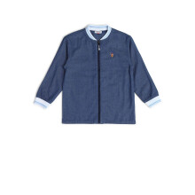 U.S. Polo Assn. Kids Regular Fit Solid Cotton Long Sleeve Casual Shirt (Uksht1159_Blue_10-11Y)