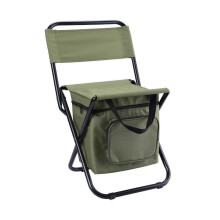 Camping Chair with Ergonomic Backrest, Builtin Cooler Bag, Lightweight Foldable Design for Outdoor Camping and Fishing