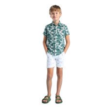 U.S. Polo Assn. Kids Boy'S Green Floral Spread Collar Short Sleeve Casual Shirt