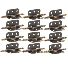 10pcs Vintage Brown Cabinet Hinges Antique Iron Durable SixHole Mount for Furniture Doors
