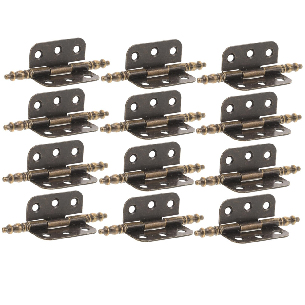 10Pcs Vintage Brown Cabinet Hinges Antique Iron Durable Sixhole Mount For Furniture Doors 9092120376074