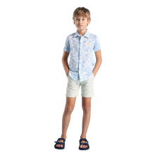 U.S. Polo Assn. Kids Jongens Blauw Bloemen Spread Collar Halve Mouw Casual Katoen Shirt