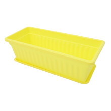 2 Sets Large Plastic Window Box Planter with Tray, Rectangular Flower Pot for Indoor Outdoor Vegetables and Flowers