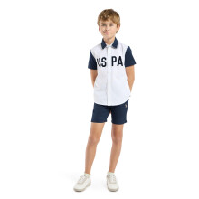 U.S. Polo Assn. Kinder Jongens Wit Logo Kraag Korte Mouw Casual Katoen Regular Fit Shirt