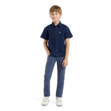 U.S. Polo Assn. Kleding Jongens Blauw Effen Overhemd Korte Mouwen Casual Katoen