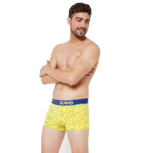 Underjeans Mænds Bomuldsblandings Trunks (Ujnpts050Yellowdkbluel_Gul_L)