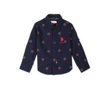 Camisa Casual de Manga Longa Gráfica em Algodão U.S. Polo Assn. Kids (Uksht0529_Azul_10-11Y)