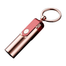 Pink Metal Perpetual Match Kerosene Lighter, Refillable Windproof Soft Flame Igniter with Key Ring for Camping