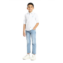 U.S. Polo Assn. Børns Regular Fit Langærmede T-Shirts med Lodrette Striber (Uksht1362_Hvid_10-11Y)