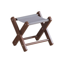 Folding Camp Stool Bamboo Chair Blue Gray – Lightweight Outdoor Fishing Seat with Stable XLeg Design