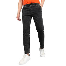Urbano Fashion Herr Charcoal Svart Regular Fit Tvättade Jogger Jeans Stretchable (Cfjogpulltowl-006-Chablack-32)
