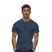Urbano Fashion Herre Mood Indigo Trykt Kortærmet Slim Fit T-Shirt (Aopleafhalf-Mdindg-Xl)