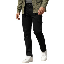 Urbano Fashion Herre Sort Regular Fit Cargo Chino Bukser Med 6 Lommer (Chicargoreg-01-Black-38)
