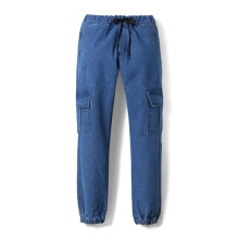 Urbano Juniors Killar Ljusblå Regular Fit Tvättade Denim Cargo Jogger Jeans Med 6 Fickor