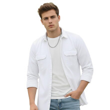 Camisa Casual Branca de Algodão com Mangas Longas para Homem Urbano Fashion