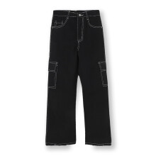 Jeans Cargo Denim Nero Baggy Fit per Bambini Urbano Juniors con 6 Tasche Elasticizzati (Junjeanlscargoboy-02-Nero-11-12)