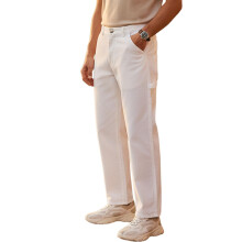 Urbano Fashion Heren Witte Losse Baggy Fit Solide Carpenter Broek Met 5 Zakken (Chinolscarpn-White-36)