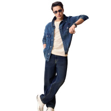 Urbano Fashion Jeans Masculinos Azuis Escuros Baggy Ajuste Solto Lavar (Jeanlswhsk-Dblue-40)