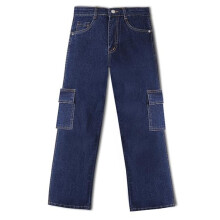 Urbano Juniors Pantaloni Cargo Blu Denim Baggy Fit Con 6 Tasche Elasticizzati (Junjeanlscargoboy-Mblue-11-12)