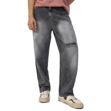 Urbano Fashion Herrars Grå Baggy Jeans Tvättad Sliten/Klipp Non-Stretchable (Jeanlskneslit-Mgrey-34)