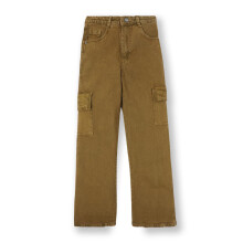 Jeans Cargo Denim Khaki Baggy Fit per Bambini Urbano Juniors con 6 Tasche Elasticizzato
