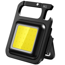 Keychain Flashlight 800 Lumens COB Rechargeable Light with Magnet Base, Foldable Bracket and Bottle Opener
