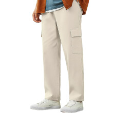 Urbano Fashion Mænds Cream Loose Baggy Fit Cargo Chino Bukser Med 6 Lommer (Chicargolos-04-Cream-30)
