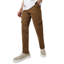 Urbano Fashion Mænds Brune Regular Fit Cargo Chino Bukser Med 6 Lommer Stretchable