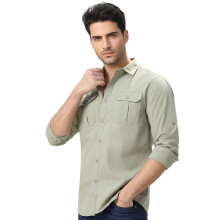 Camisa Casual Masculina Verde Oliva de Manga Longa Urbano Fashion