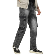Urbano Fashion Ανδρικά Γκρίζα Loose Baggy Fit Cargo Jeans με 7 Τσέπες (Jeanlscargocns3P-Mgrey-36)