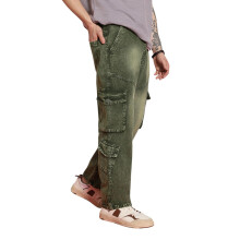 Urbano Fashion Ανδρικό Χακί Μπλούζα Φαρδιά Cargo Jeans Με 7 Τσέπες (Jeanlscargocns3P-Olive-40)
