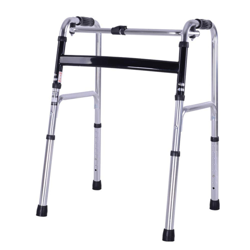 Silver Folding Walker For Seniors With Adjustable Height, Lightweight Aluminum Mobility Aid For Handicap