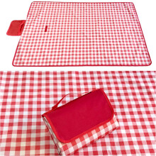 Picnic Blanket Waterproof DualLayer Large 78x78 Inch Foldable Oxford Cloth Mat with Carry Handle for Beach Camping Park Red