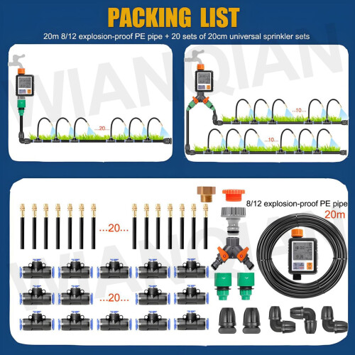 Automatic Drip Irrigation System with Smart Timer, 360 Full Coverage Garden Watering Kit for Patio and Greenhouse, 20m Controller 1
