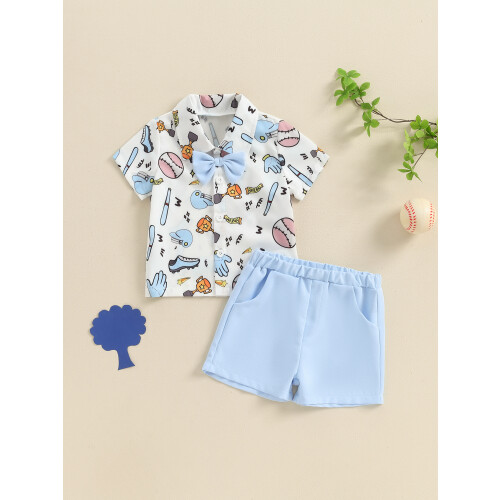 (12-18 Months, Sky Blue) Σετ σορτς για για καλοκαίρι. 2