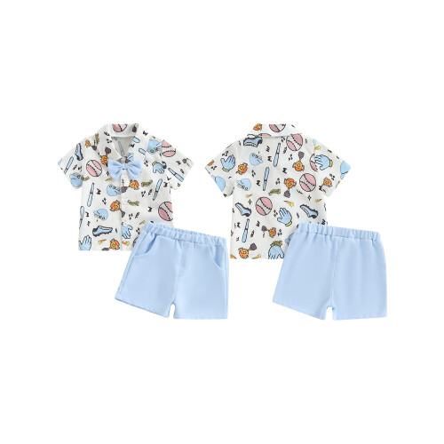 (12-18 Months, Sky Blue) Σετ σορτς για για καλοκαίρι. 1