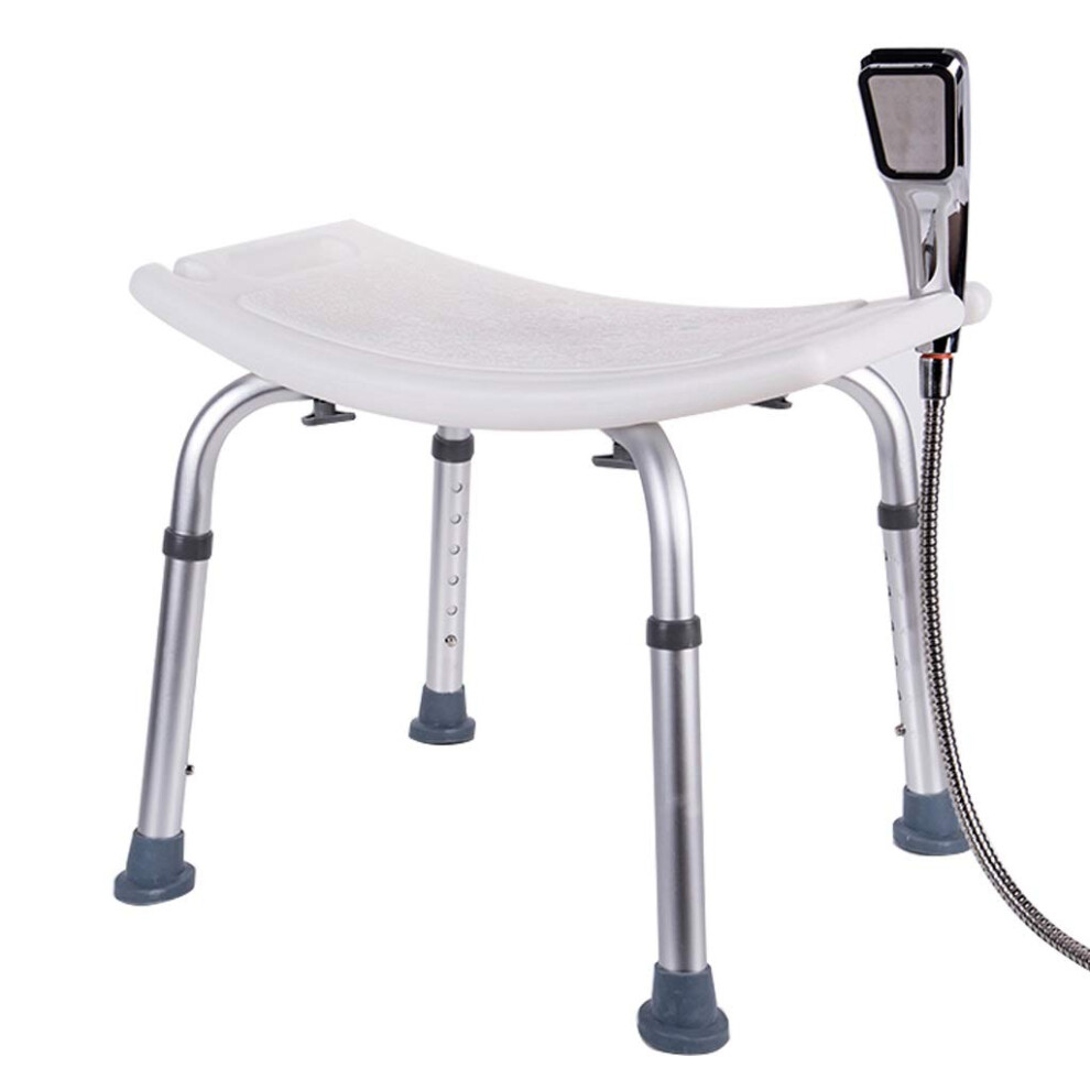 White Adjustable Shower Chair For Elderly With Foldable Seat And NonâSlip Stable Base Bathroom Bench